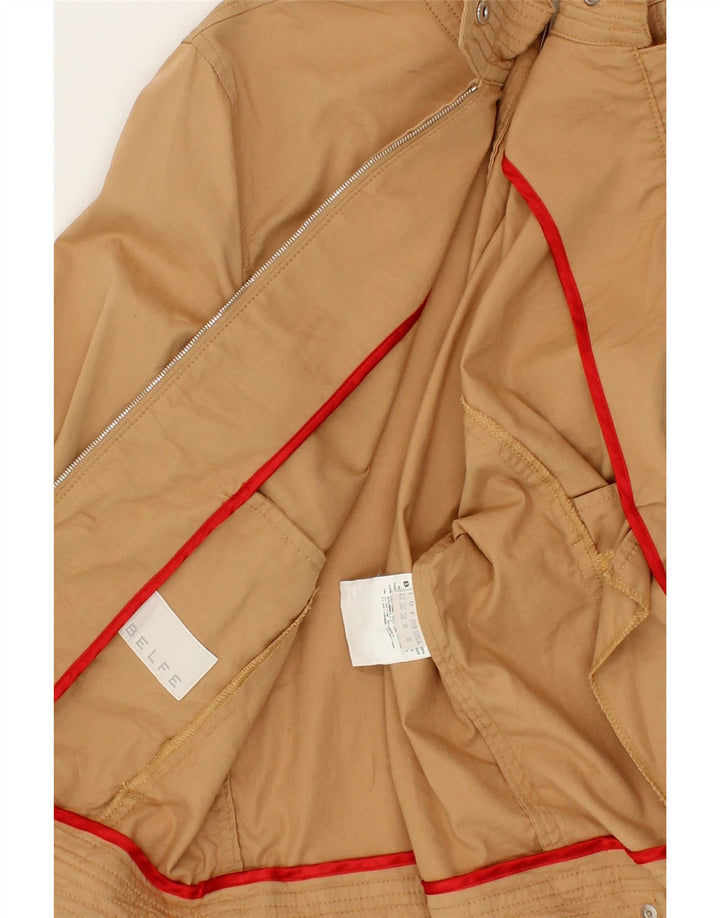 BELFE Womens Crop Bomber Jacket UK 8 Small Beige Cotton Vintage Belfe and Second-Hand Belfe from Messina Hembry 