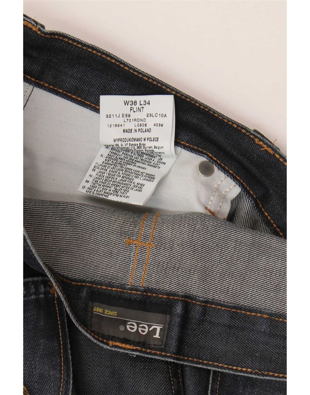 Мужские прямые джинсы Lee Flint W38 L28 темно-синие, хлопок