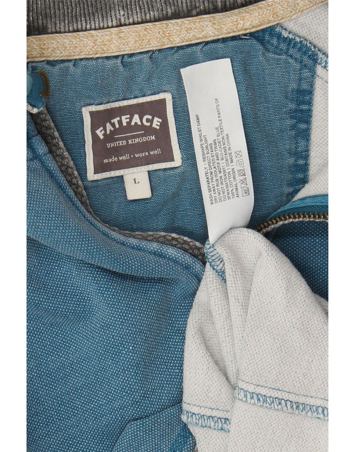 Мужской свитер FAT FACE с воротником на молнии, большой синий хлопковый джемпер