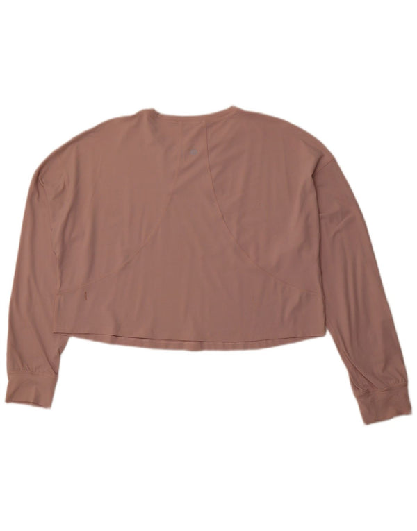 LULULEMON Женский укороченный топ свободного кроя с длинными рукавами UK 14 Средний розовый