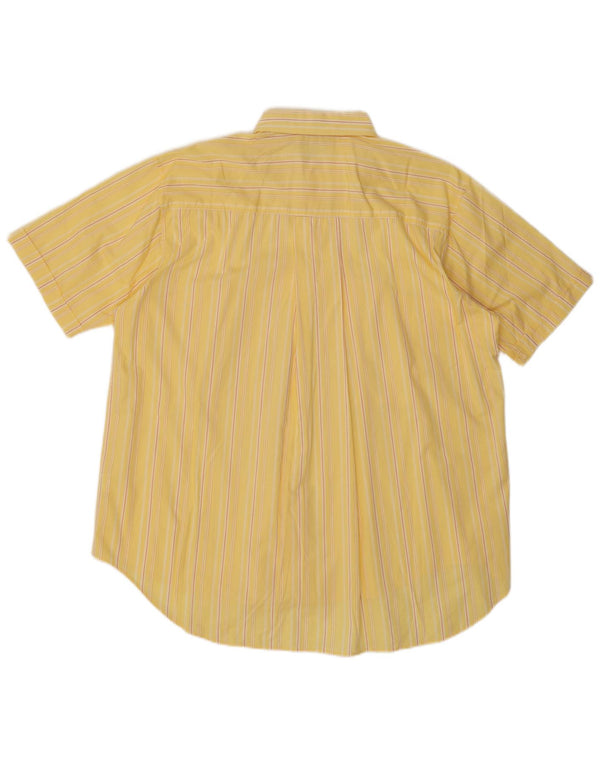 Винтажная мужская рубашка с коротким рукавом, большая желтая хлопковая полоска