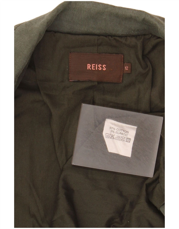 Женский пиджак Reiss на 1 пуговице, Великобритания 12, средний зеленый хлопок, хлопковый
