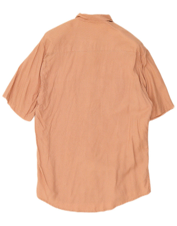 Винтажная женская рубашка с коротким рукавом IT 44 Medium Orange Spotted