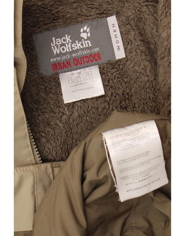 Женская парка Jack Wolfskin с капюшоном UK 8, маленький цвет хаки, полиэстер
