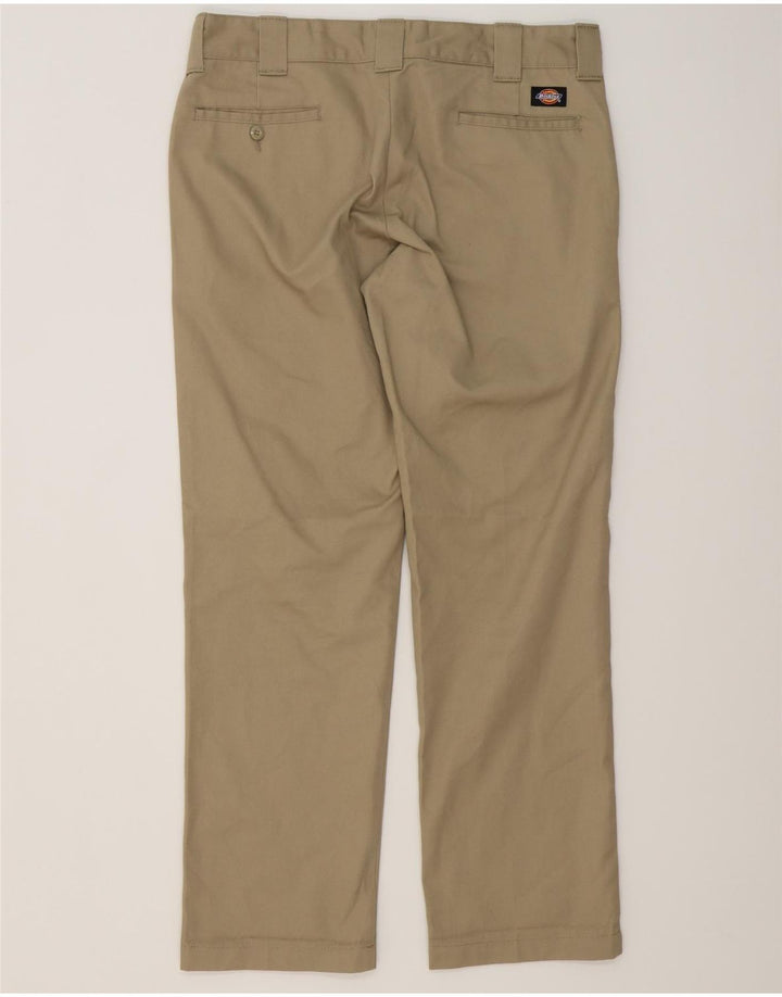 DICKIES Мужские узкие прямые брюки-чинос W34 L32 бежевого цвета из полиэстера