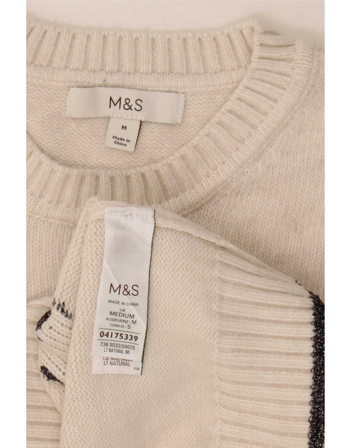 Женский джемпер с круглым вырезом Marks & Spencer UK 14, средний, белый