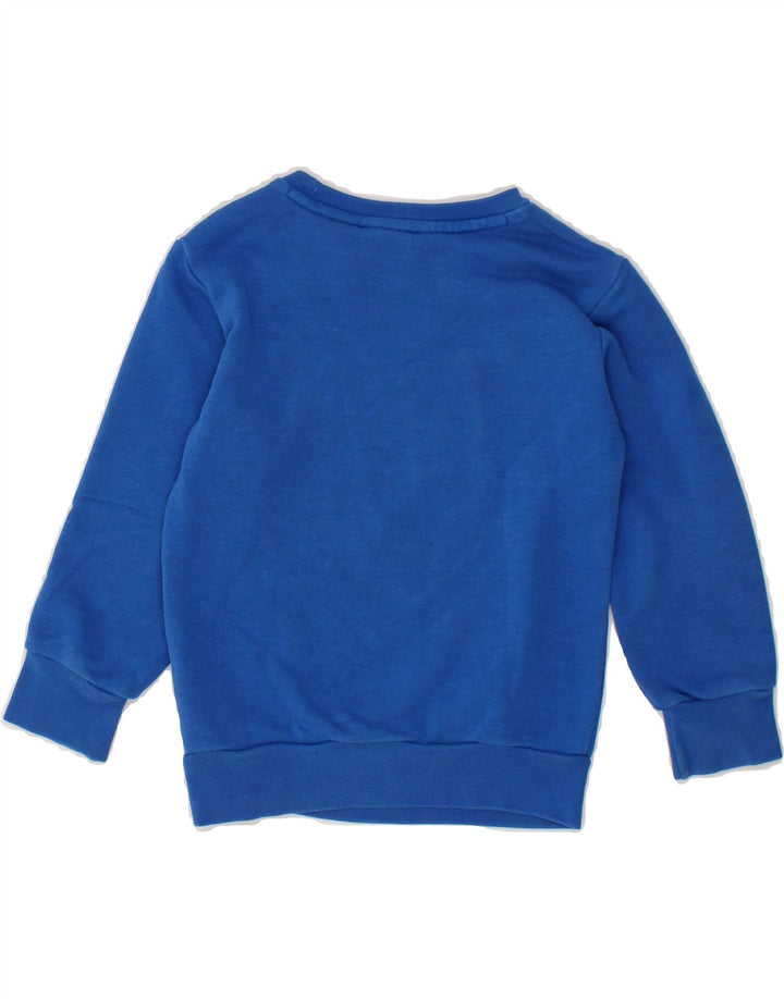 ADIDAS Boys Graphic Sweatshirt Jumper 2-3 Years Blue Cotton Vintage Adidas and Second-Hand Adidas from Messina Hembry 