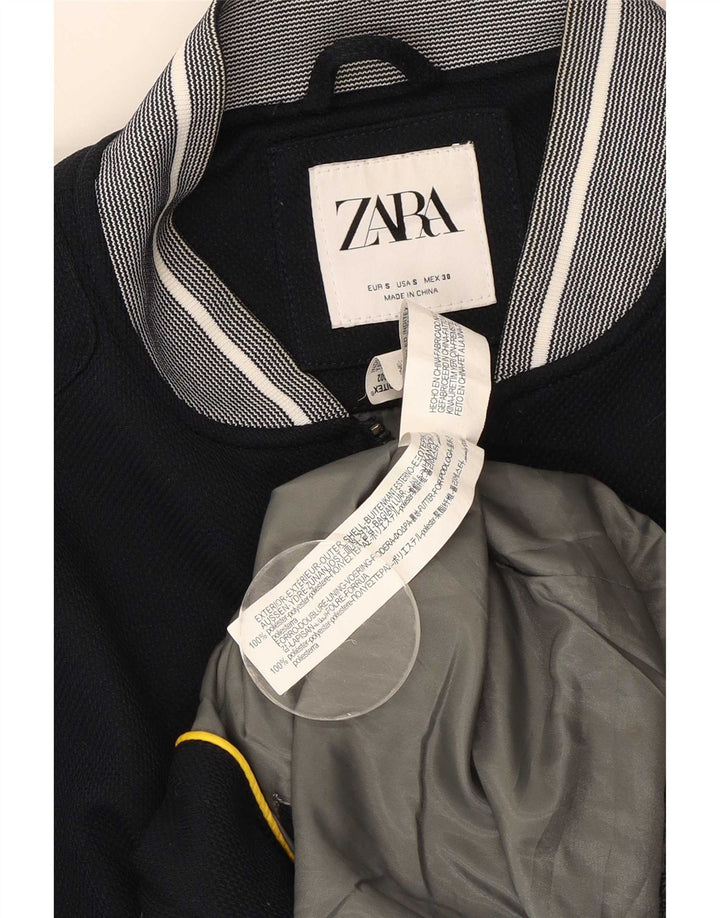 Мужская куртка-бомбер Zara UK 36, маленькая, темно-синяя, полиэстер