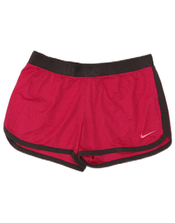 Женские спортивные шорты Nike Dri Fit с графическим рисунком UK 14, средние розовые цвета с цветными блоками