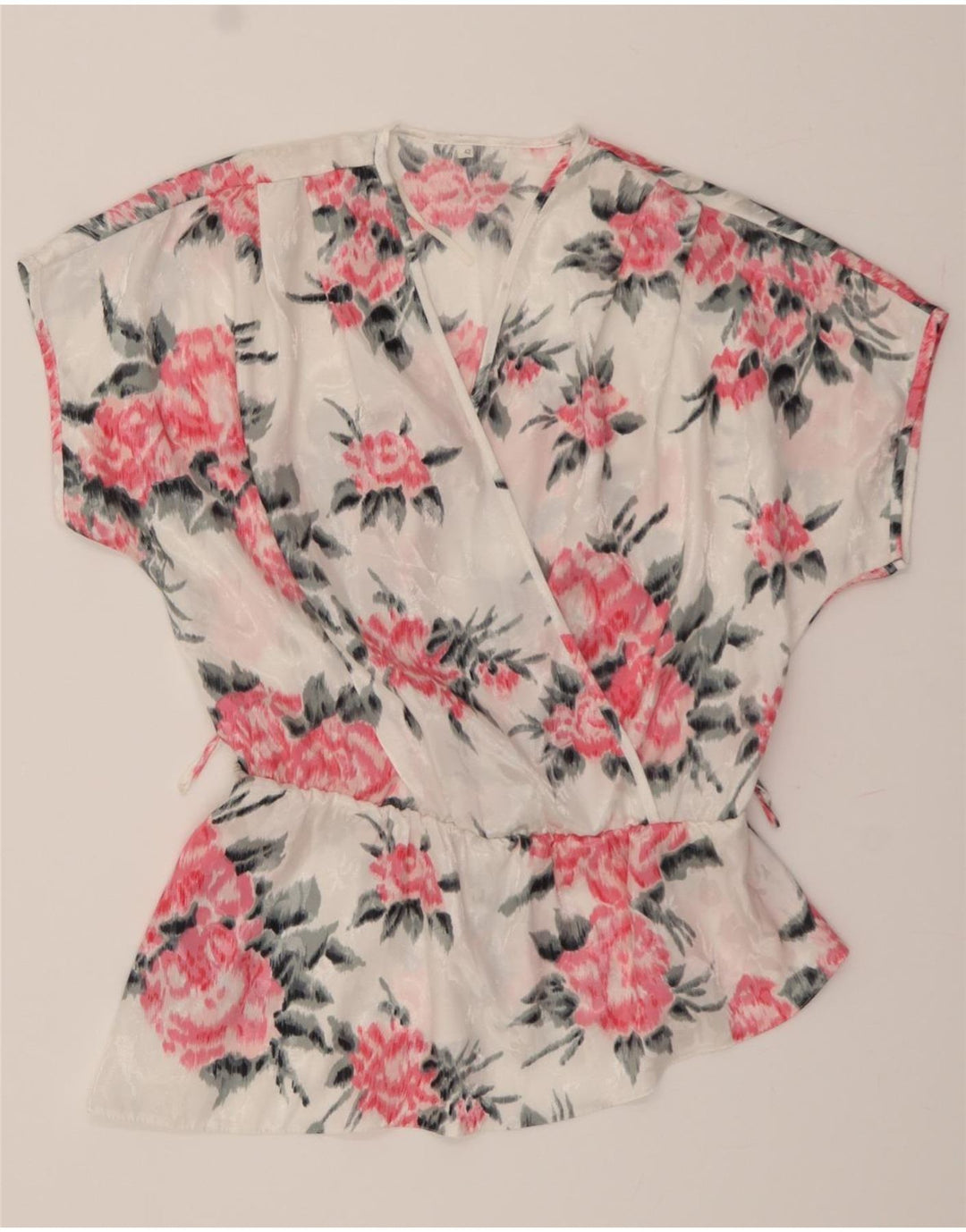 VINTAGE Womens Blouse Top IT 42 Medium White Floral Vintage Vintage and Second-Hand Vintage from Messina Hembry 