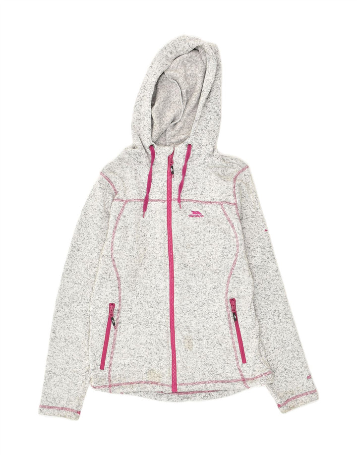 TRESPASS Womens Zip Hoodie Sweater UK 10 Small Grey Flecked Polyester | Vintage Trespass | Thrift | Second-Hand Trespass | Used Clothing | Messina Hembry 