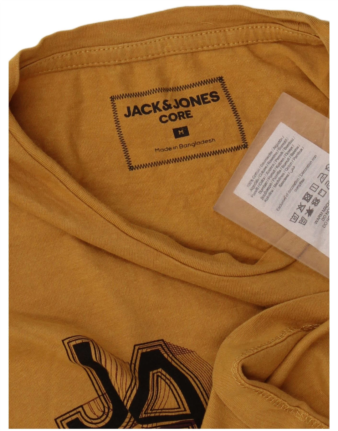Мужская футболка с рисунком Jack & Jones, хлопковый топ среднего желтого цвета