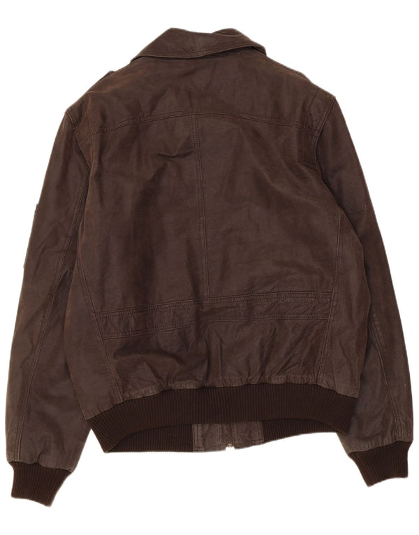 Мужская кожаная куртка в стиле милитари BEST COMPANY UK 44 2XL коричневая кожа