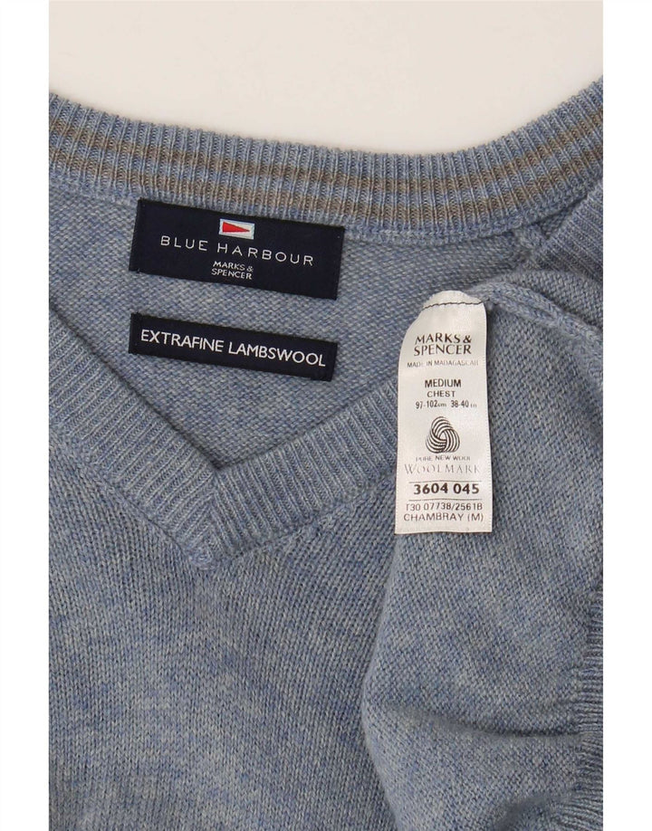 Мужской джемпер с v-образным вырезом Marks & Spencer Blue Harbour, средний синий
