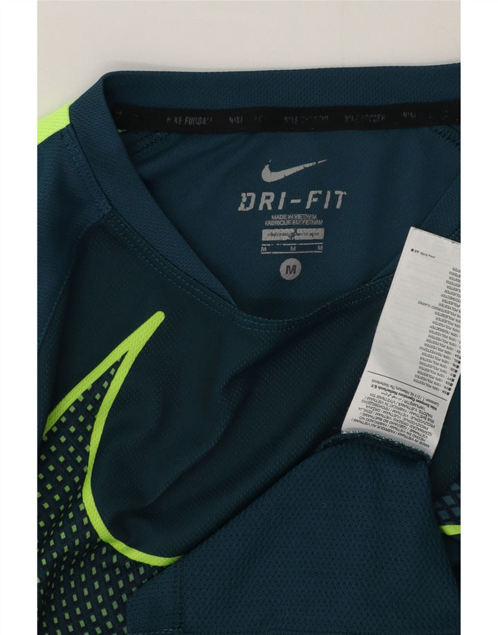 Мужская футболка Nike Dri Fit с графикой, верх среднего синего цвета, полиэстер с цветными блоками