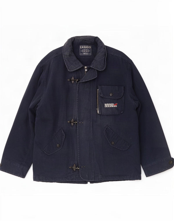 Мужская дафл куртка Casucci UK 44 2XL Темно-синий хлопок