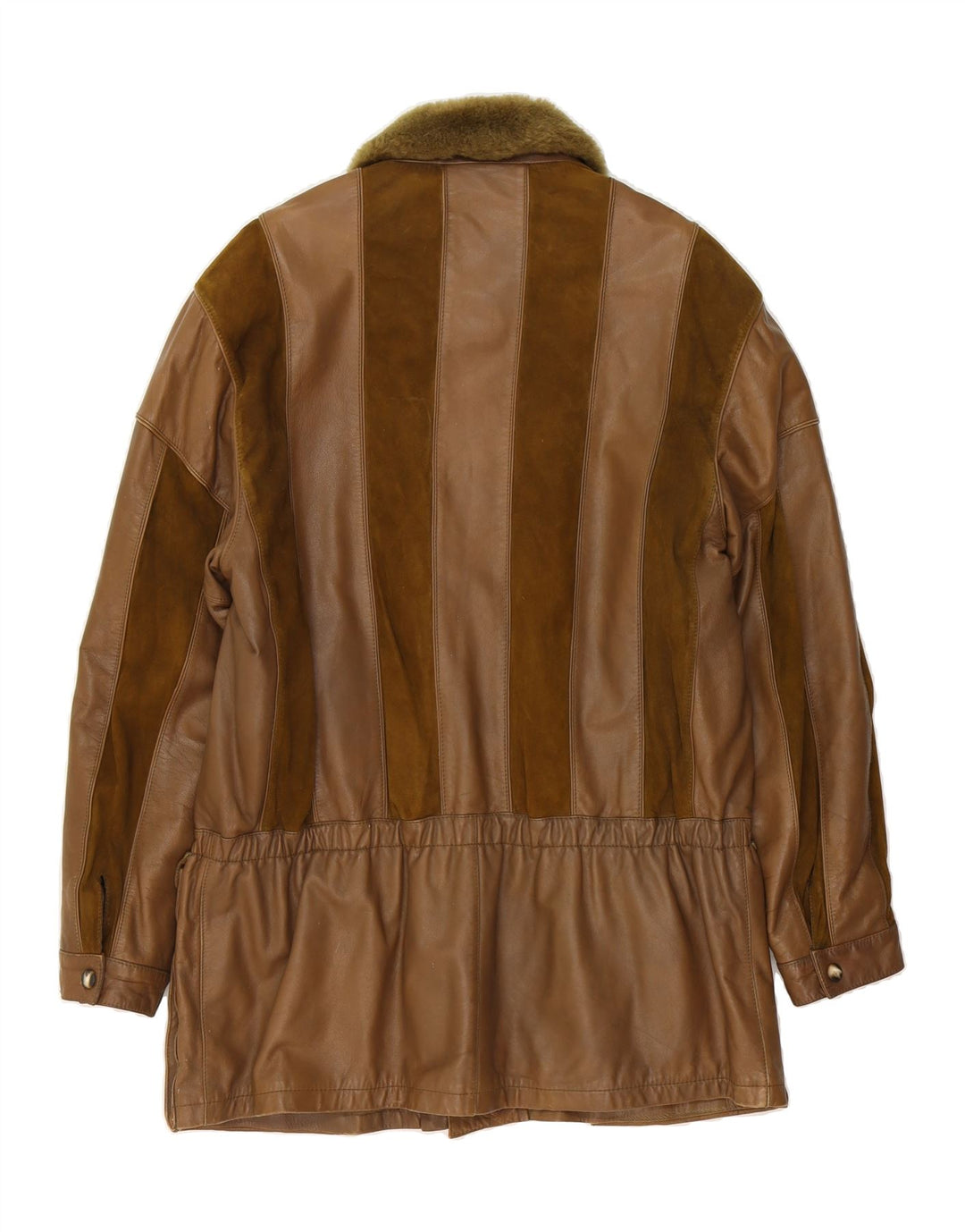 BRECO'S Mens Leather Jacket UK 40 Large Brown Striped Viscose Vintage Breco's and Second-Hand Breco's from Messina Hembry 