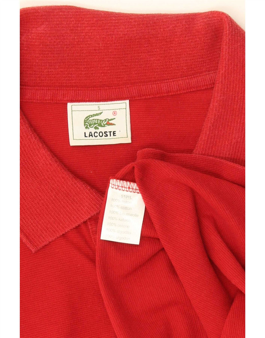 Мужская рубашка-поло Lacoste, размер 5, большая красная хлопковая ткань