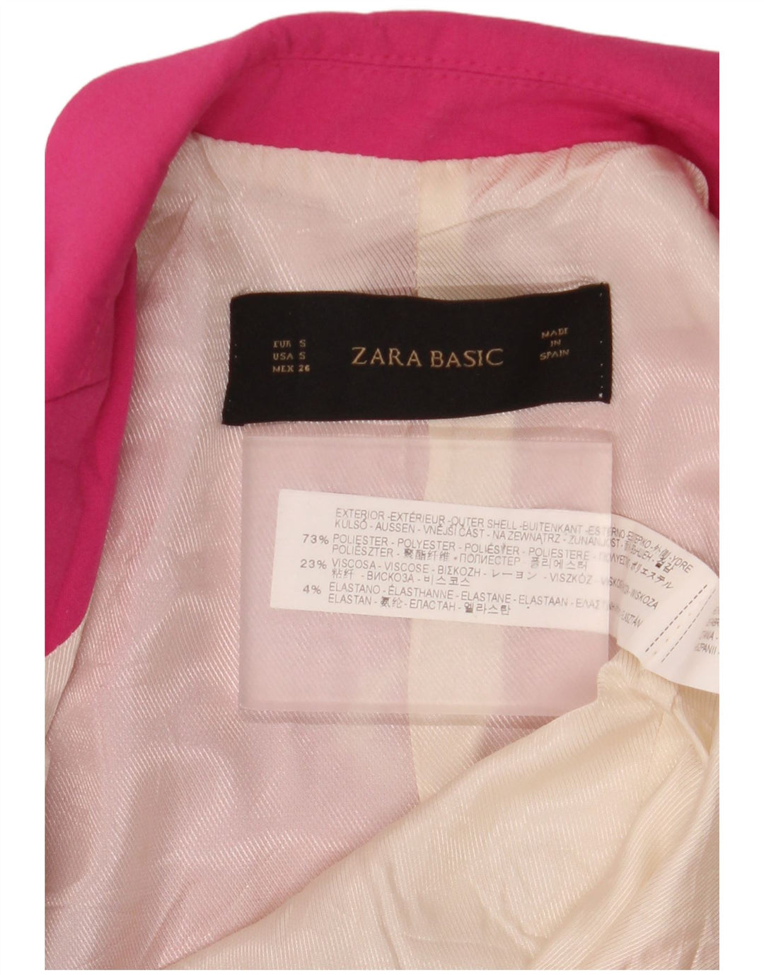 Женский пиджак Zara на 1 пуговице, Великобритания 10, маленький розовый полиэстер