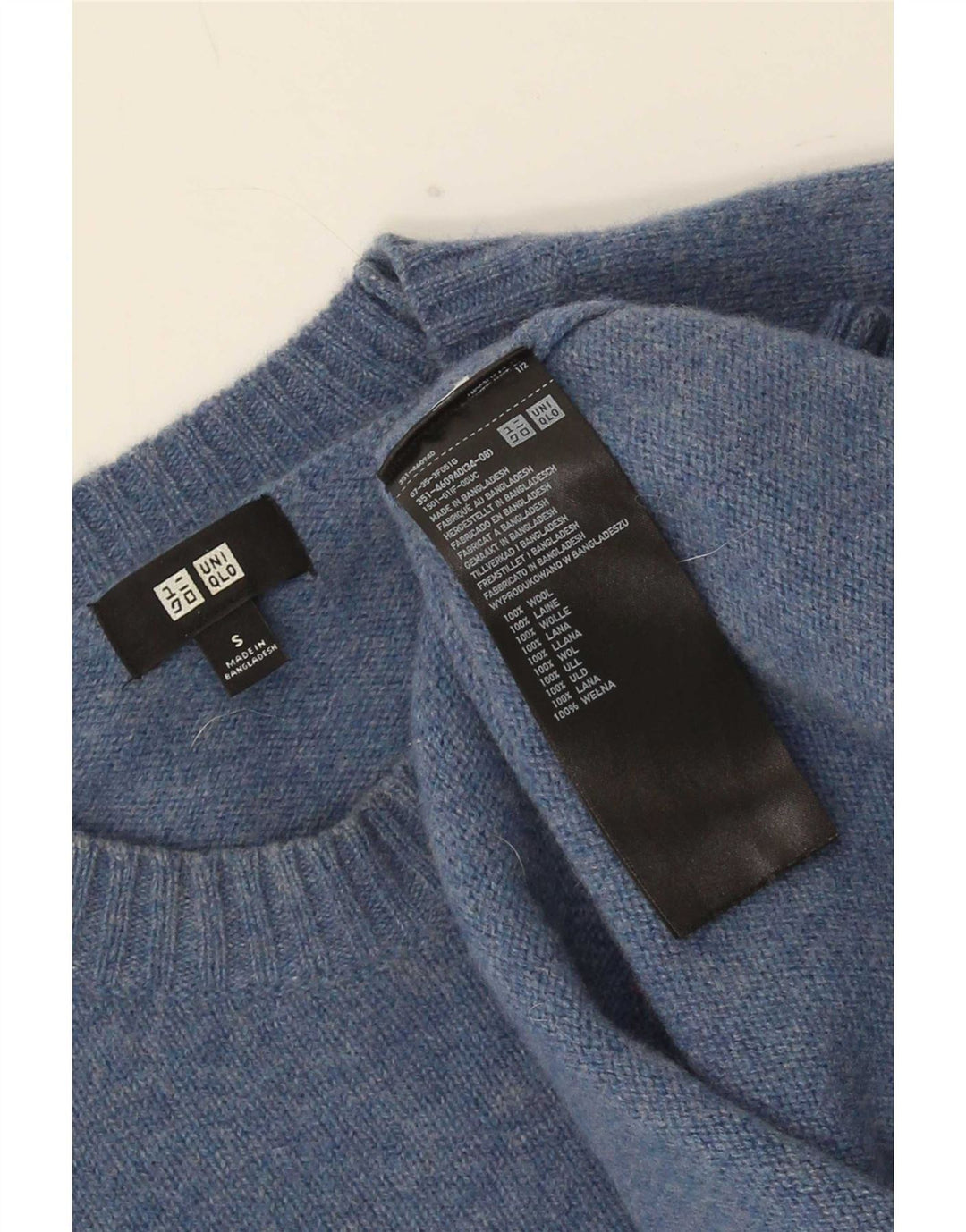 Мужской джемпер Uniqlo с круглым вырезом, маленький синий шерстяной свитер