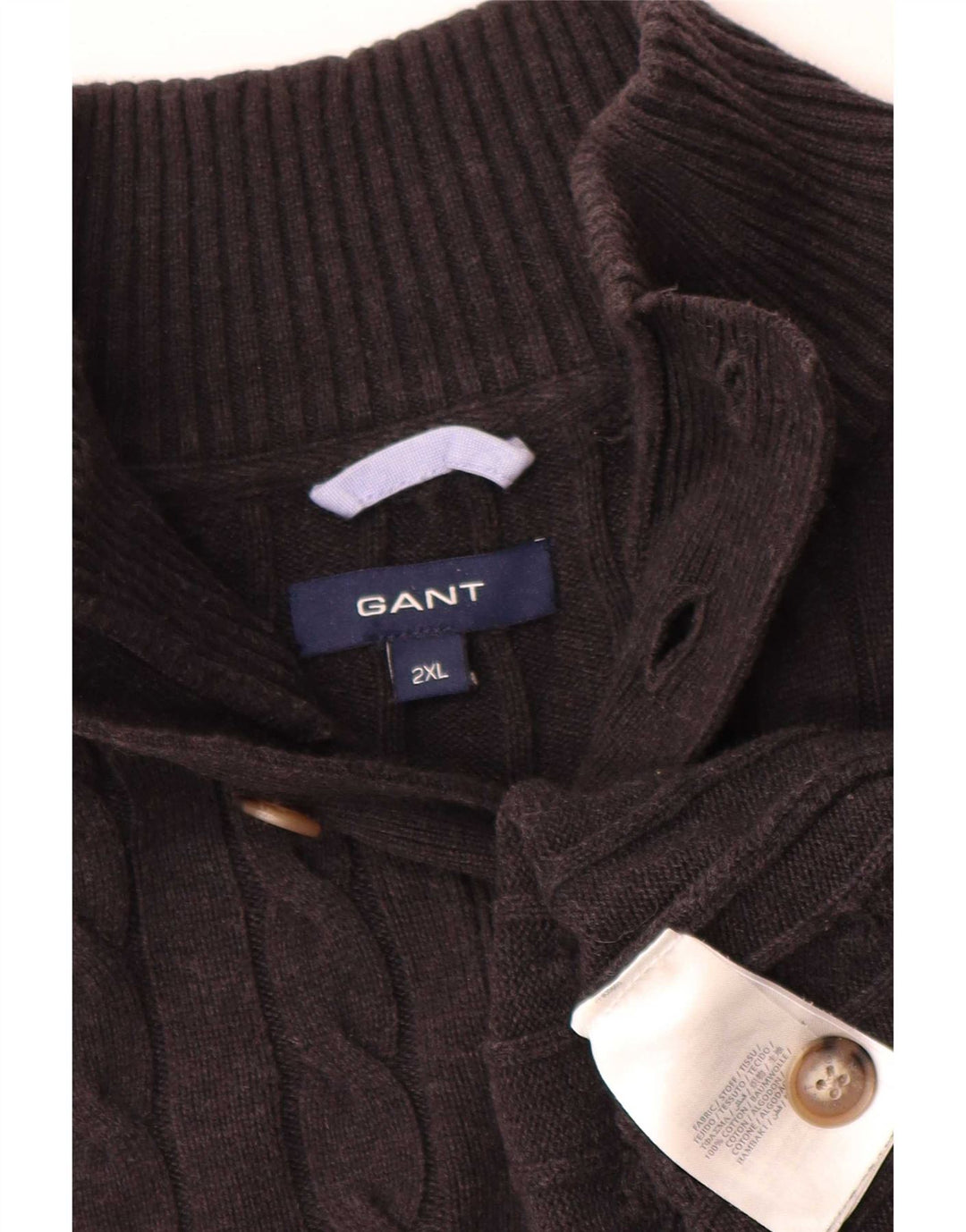 Мужской джемпер Gant на пуговицах, свитер 2XL, черный хлопок