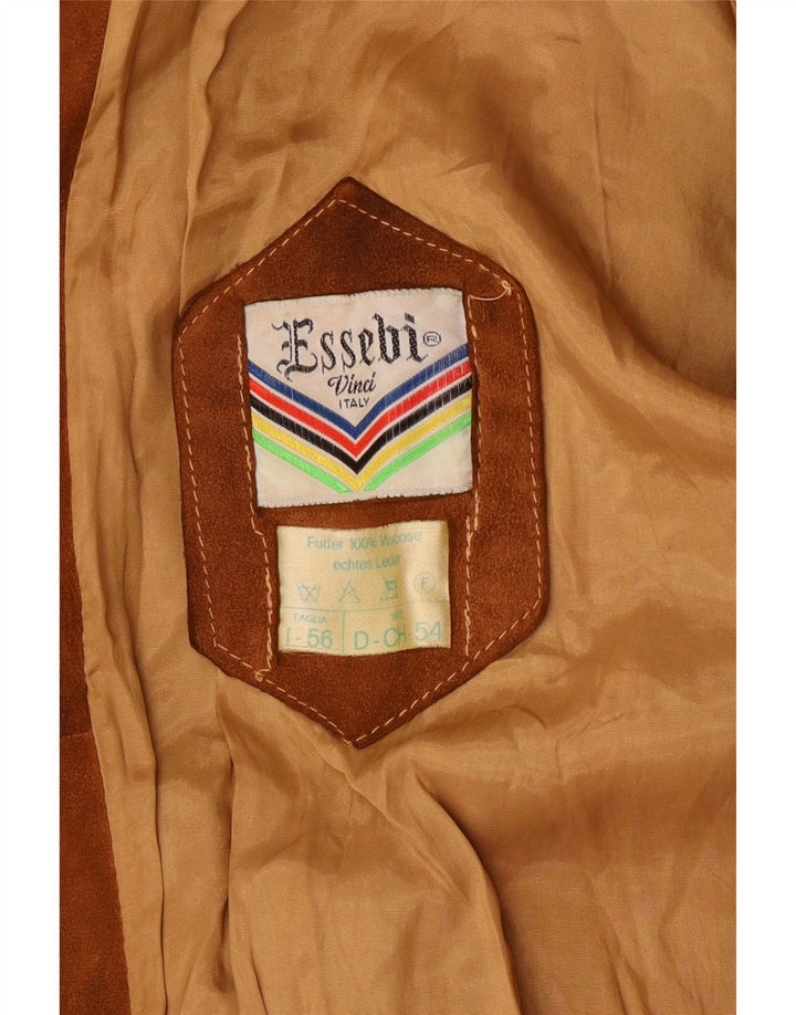 Мужской замшевый бомбер ESSEBI UK 40, большой, коричневый кожаный