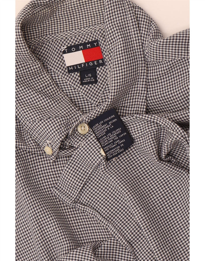 Мужская рубашка Tommy Hilfiger, большая серая хлопковая ткань с узором "гусиные лапки"