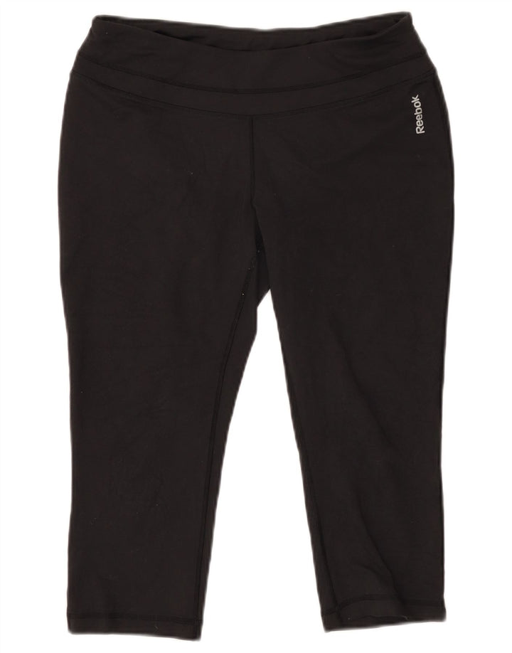 Женские леггинсы-капри REEBOK UK 14, большие черные полиэстер