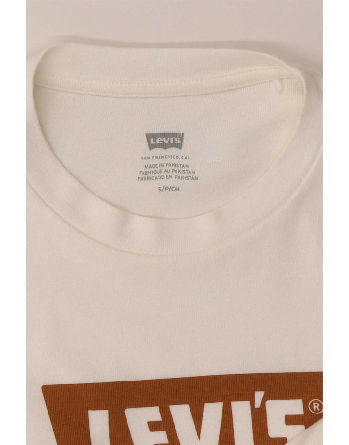 Женская укороченная футболка с рисунком Levi's Top UK 8, маленькая белая