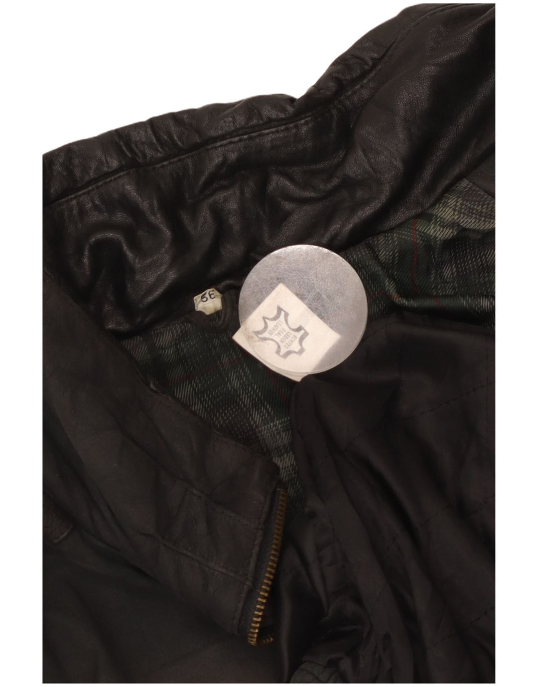 Винтажная мужская кожаная куртка EU 56 3XL, черная кожа