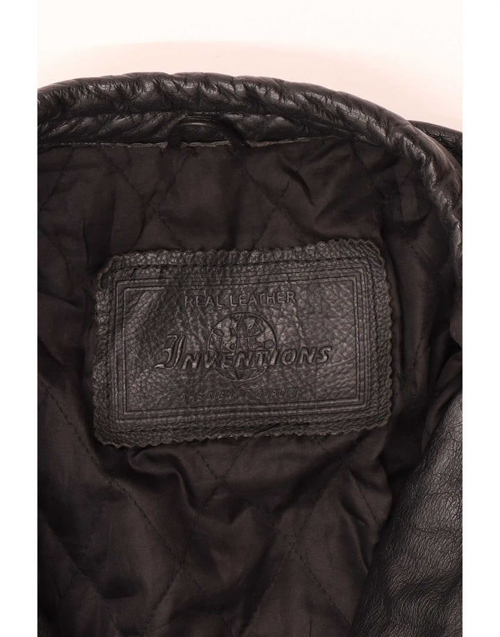 Винтажная мужская кожаная байкерская куртка UK 44 2XL, черная