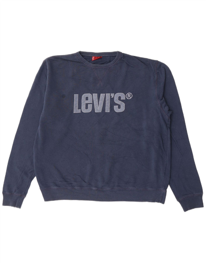 Мужской свитшот с рисунком Levi's, джемпер XL, темно-синий, хлопок