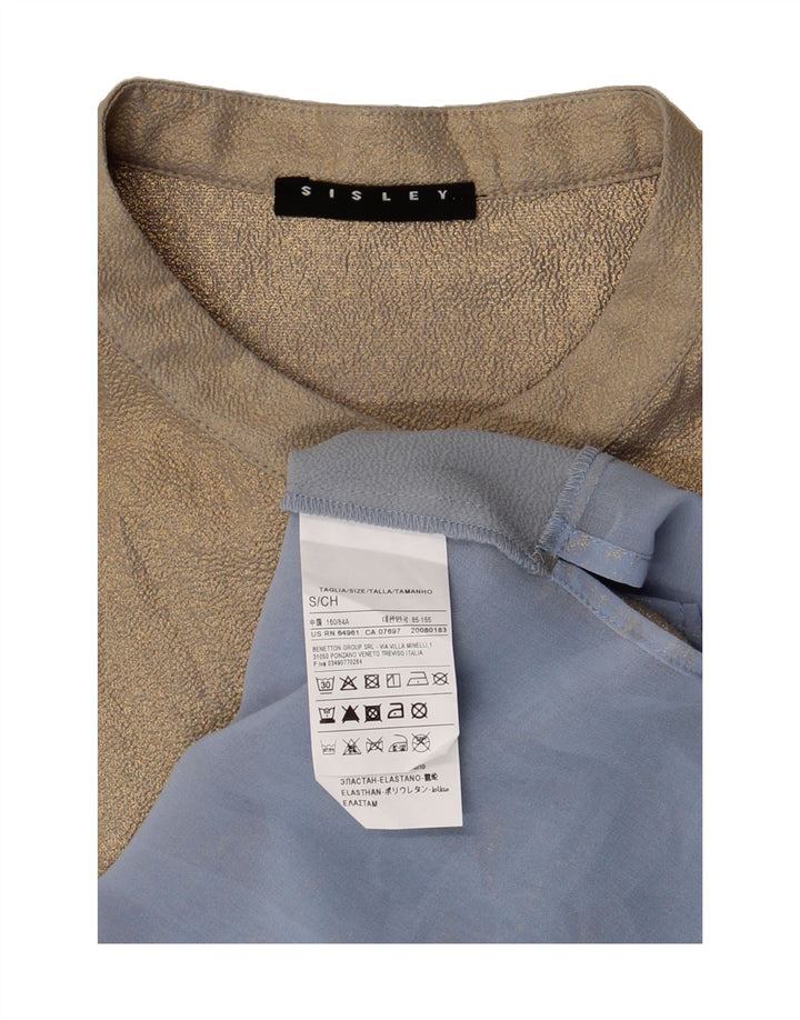 SISLEY Womens Pullover Shirt Blouse UK 10 Small Beige Colourblock Vintage Sisley and Second-Hand Sisley from Messina Hembry 