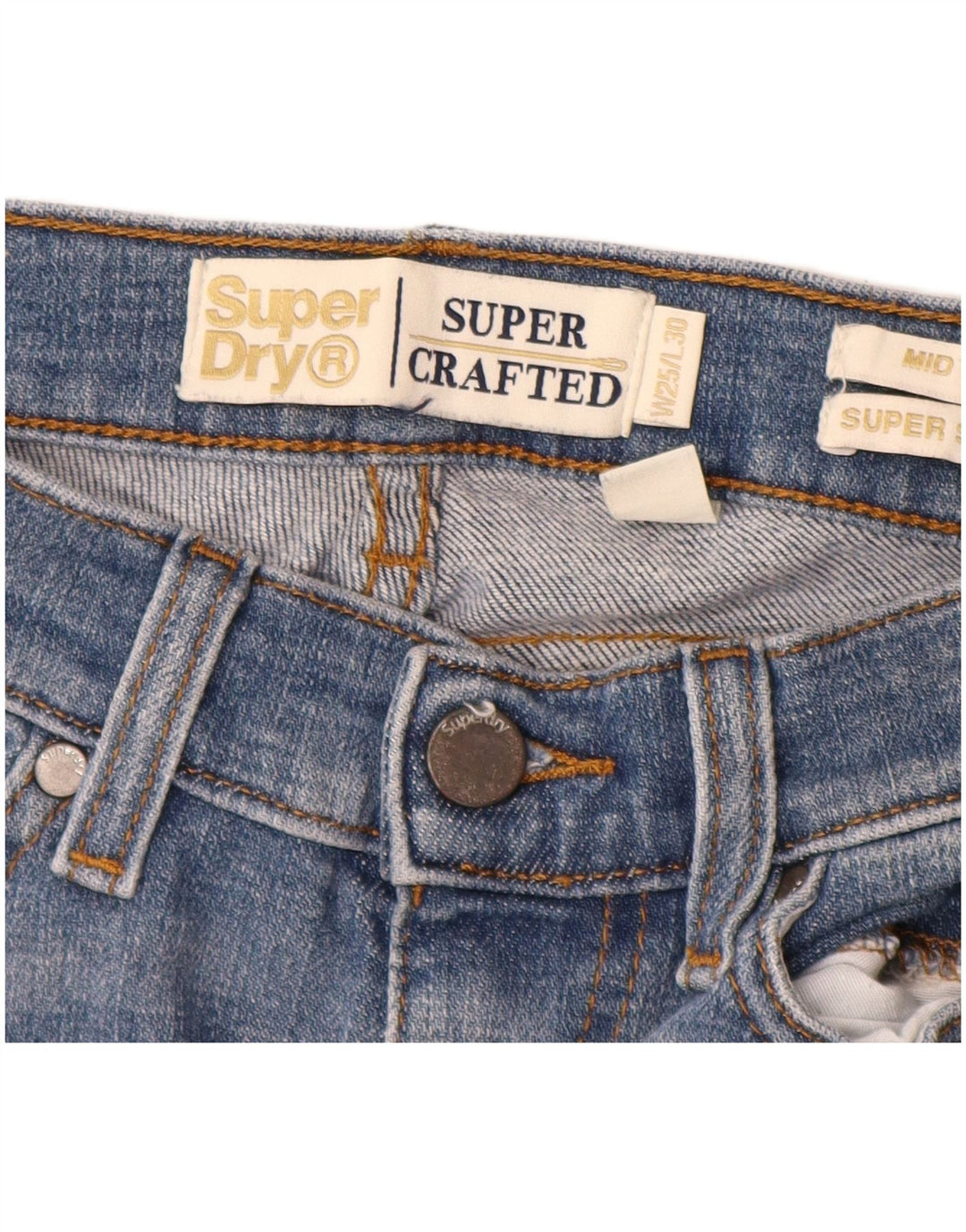 SUPERDRY Женские джинсы суперскинни со средней посадкой W25 L28, синий хлопок