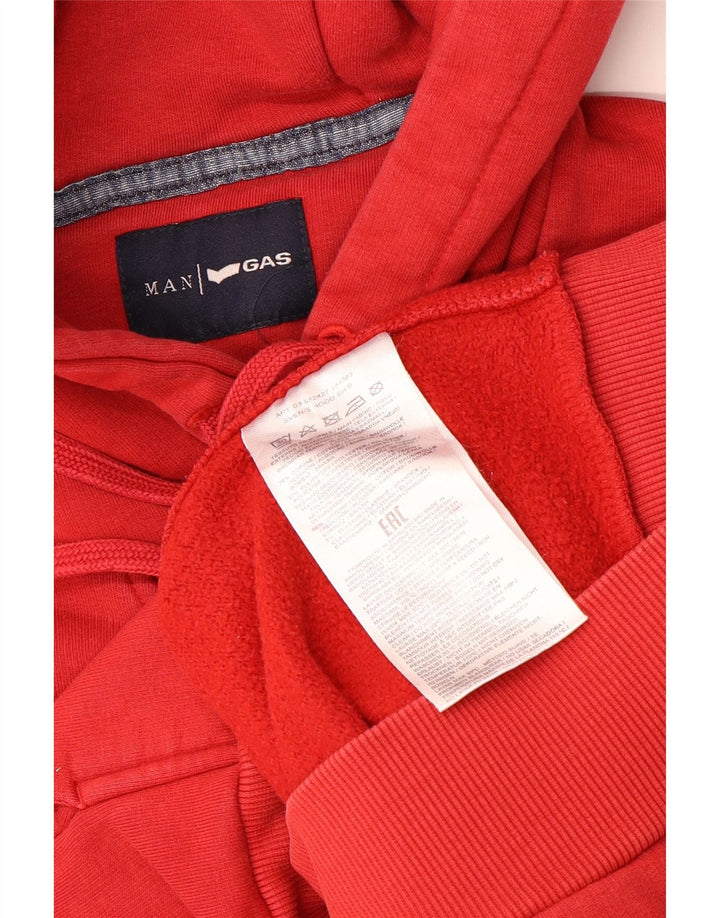 Мужской джемпер с капюшоном GAS, красный, хлопковый, с рисунком
