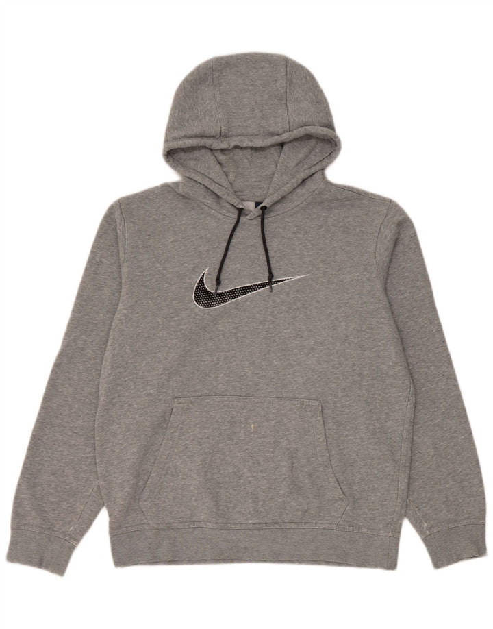 Мужской джемпер с капюшоном с графическим рисунком Nike, хлопковый цвет среднего серого цвета