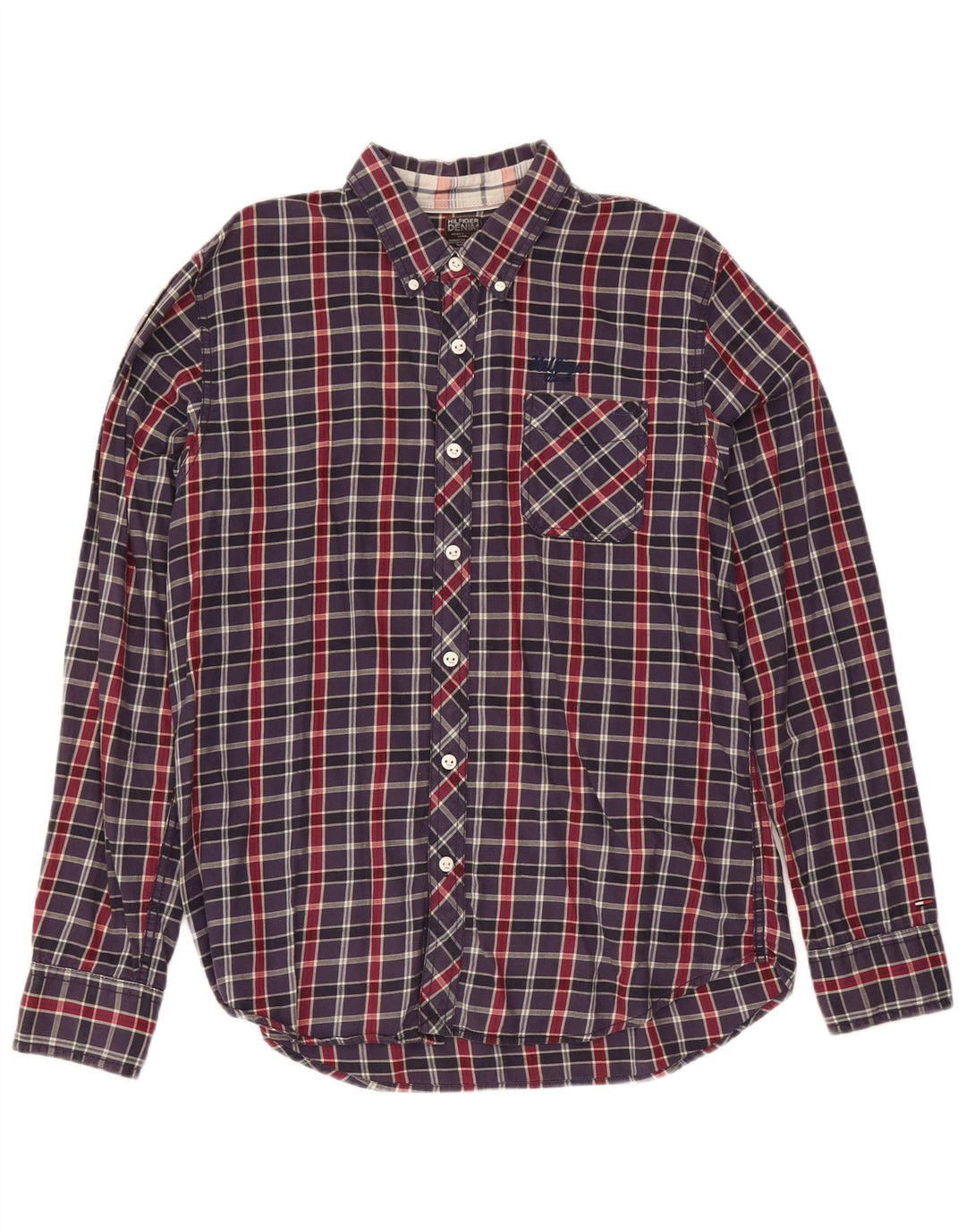 Мужская рубашка Tommy Hilfiger XL, темно-синяя клетка, хлопок