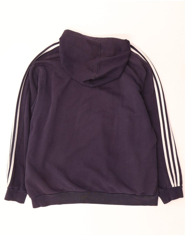 Adidas Mens Hoodie Jumper 2XL Navy Blue Cotton