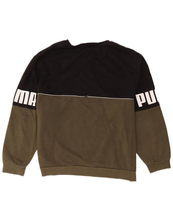 Мужской свитшот с рисунком Puma, 2XL, хаки, хлопок с цветными блоками