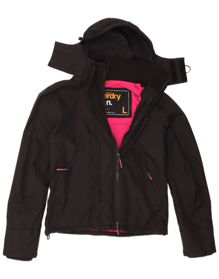 Женская ветровка с капюшоном Superdry UK 16, большой черный нейлон
