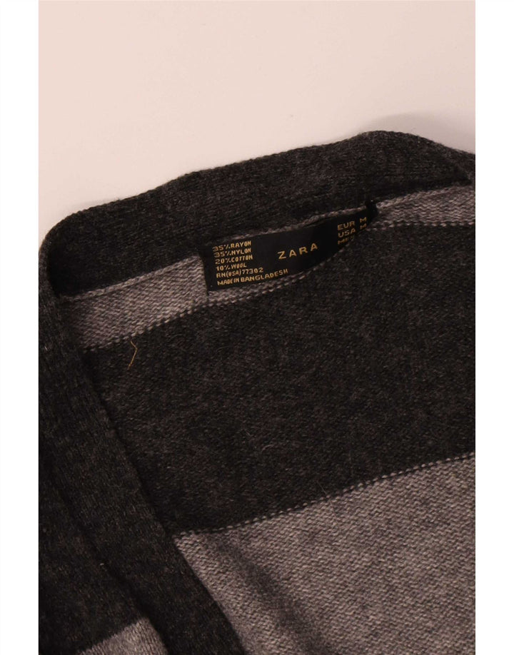 Женский кардиган Zara UK 12, средний серый полосатый вискоза