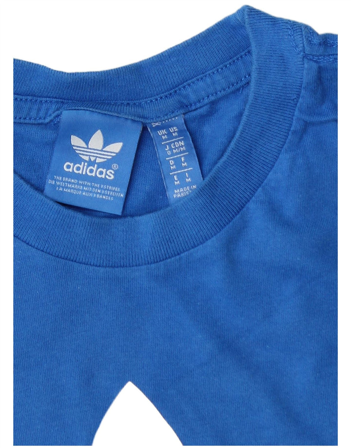 ADIDAS Mens Graphic T-Shirt Top Medium Blue Cotton
