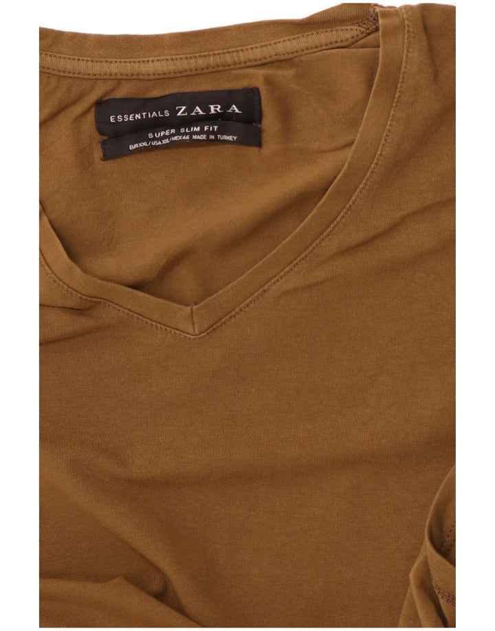 Мужская футболка Zara Super Slim Fit, топ 2XL, хаки