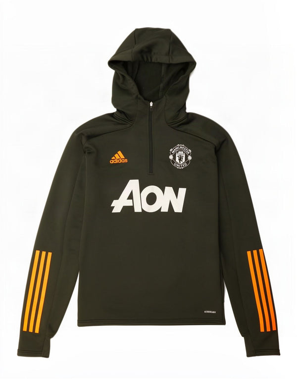 Adidas Mens Manchester United Графический джемпер с капюшоном на молнии, средний зеленый