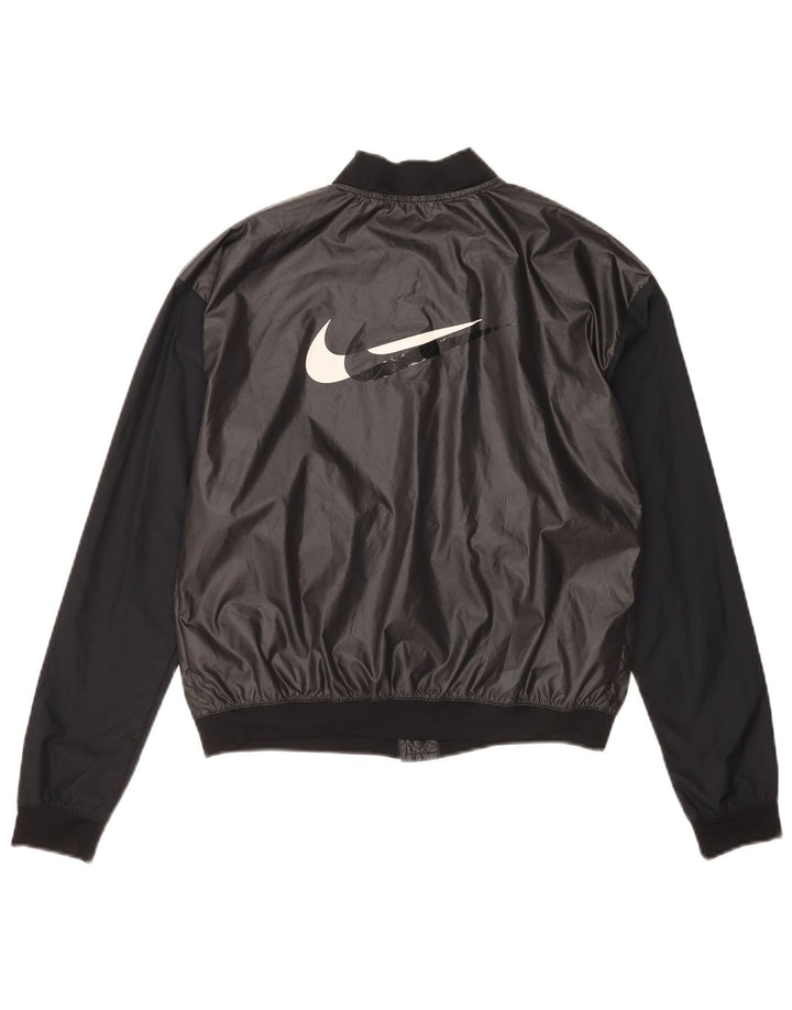 Женская дождевик для бега с графическим рисунком Nike UK 10, маленькая черная цветная блокировка