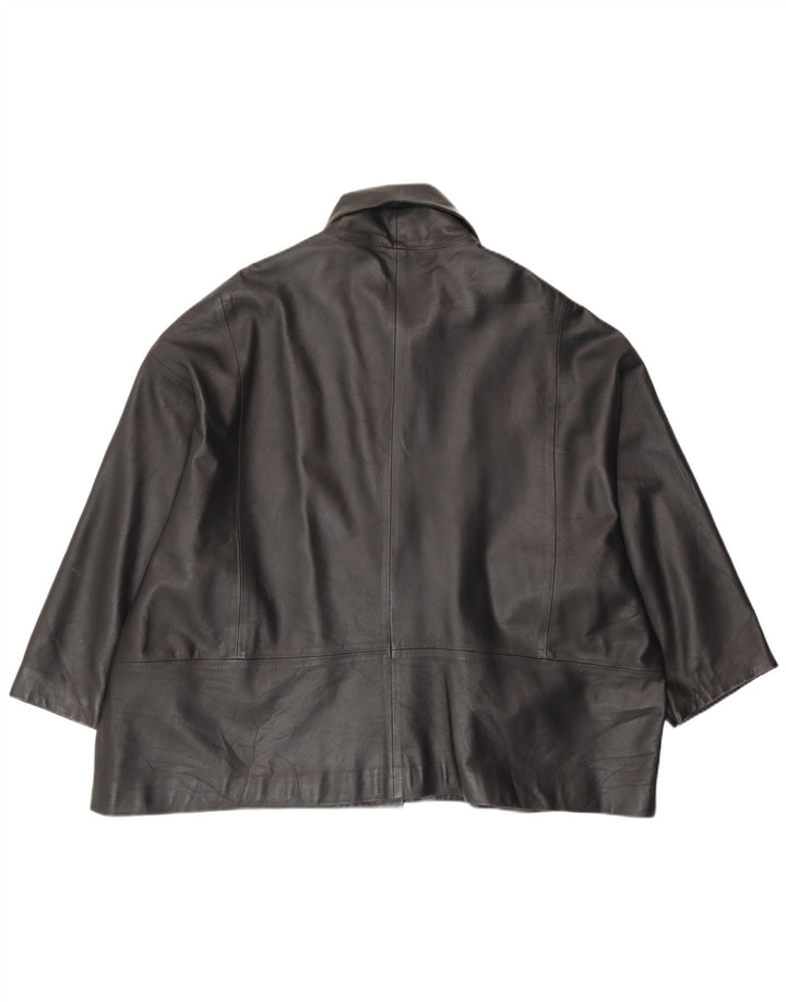Винтажная женская кожаная куртка UK 18 XL, черная кожа