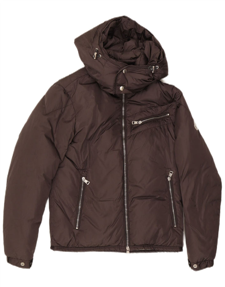 Moncler Женская стеганая куртка с капюшоном, размер 0 XS, серый полиамид