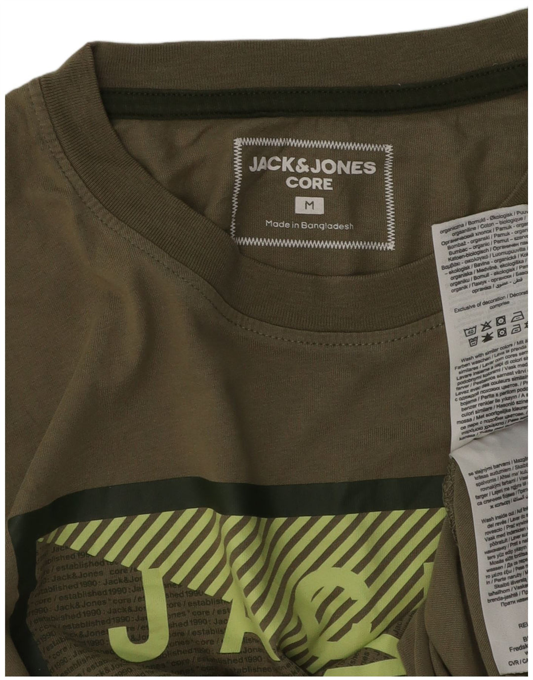 Мужская футболка с рисунком Jack & Jones из хлопка среднего цвета хаки