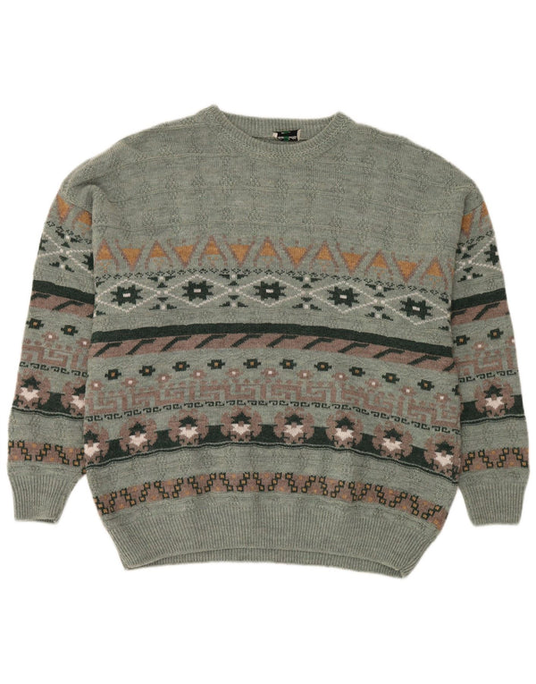 Мужской свитер Settebello с вырезом «лодочкой», XL, зеленый Fair Isle