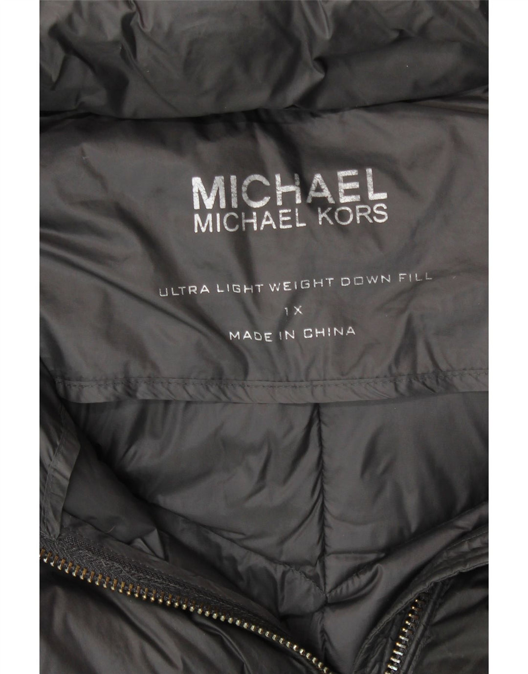 Женское стеганое пальто с капюшоном MICHAEL KORS UK 18 XL, серый нейлон